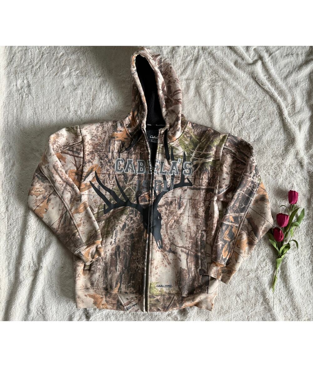 Cabela's Camo Hooded Sweatshirt Buck Skull Medium
